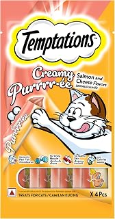 Temptations Creamy Purrrrr-ée Lickable Cat Treats, Salmon & Cheese Flavour, 48 G, Made with Real Fish, Goodness of Protei... Price In India