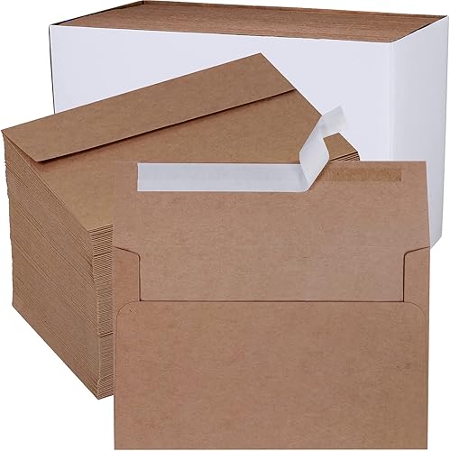 150 sobres de invitación A9 a granel en papel kraft marrón autoadhesivo para despegar y prensar, sobres de 5 34 x 8 34 de 100 libras. Papel para
