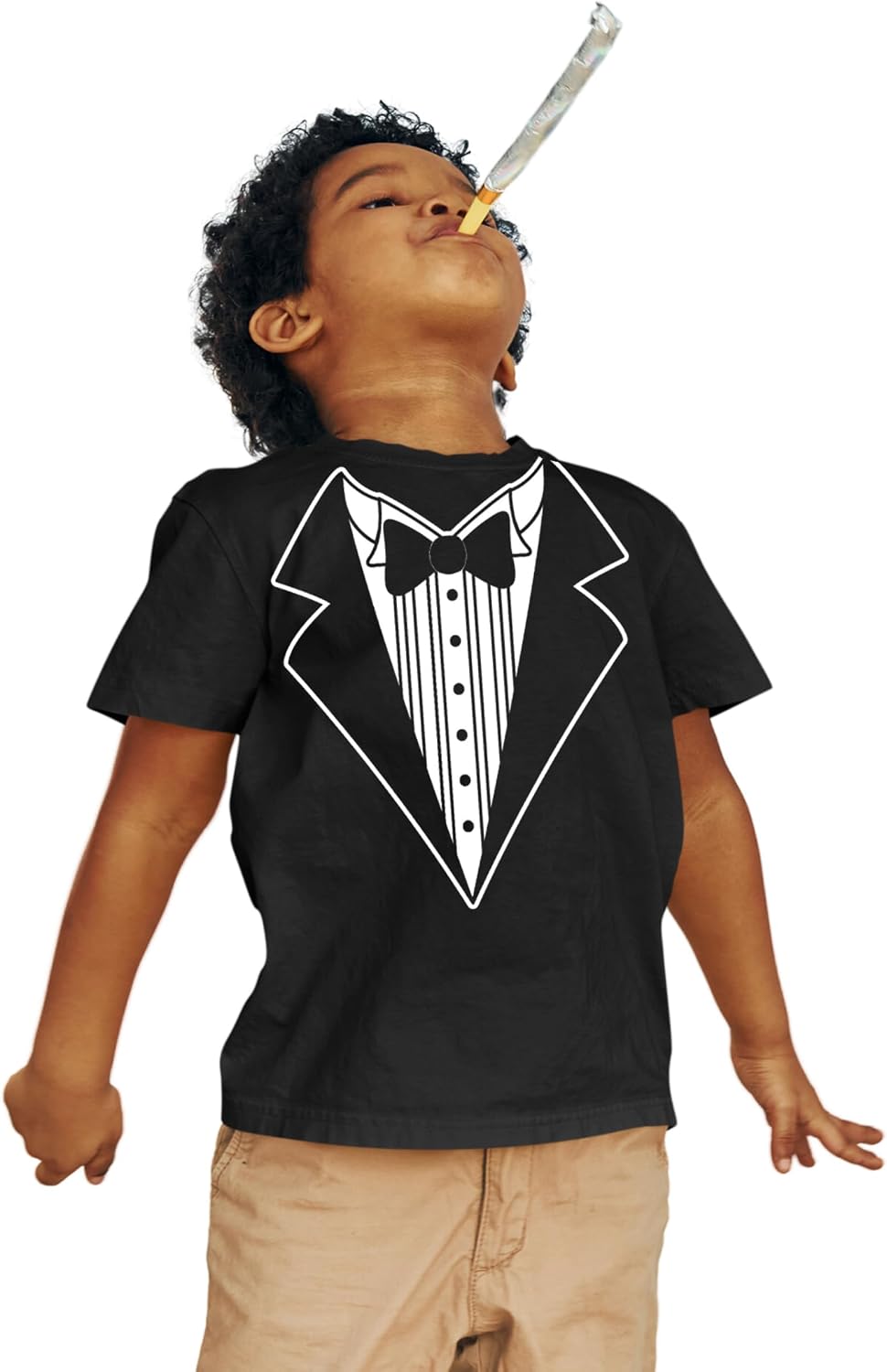 NYC FACTORY Kids Funny Tuxedo T-Shirt Black