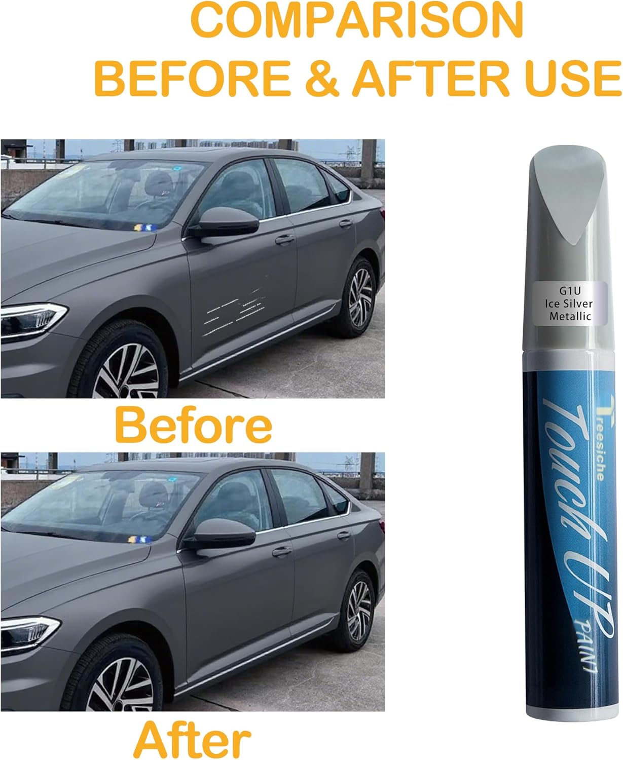 G1U Ice Silver Metallic Touch Up Paint for SUBARU Exact Match, Car Paint Scratch Repair kit, 2 in 1 Scratch Remover Pen with Color-Matched Rapid Drying of Paint Coating