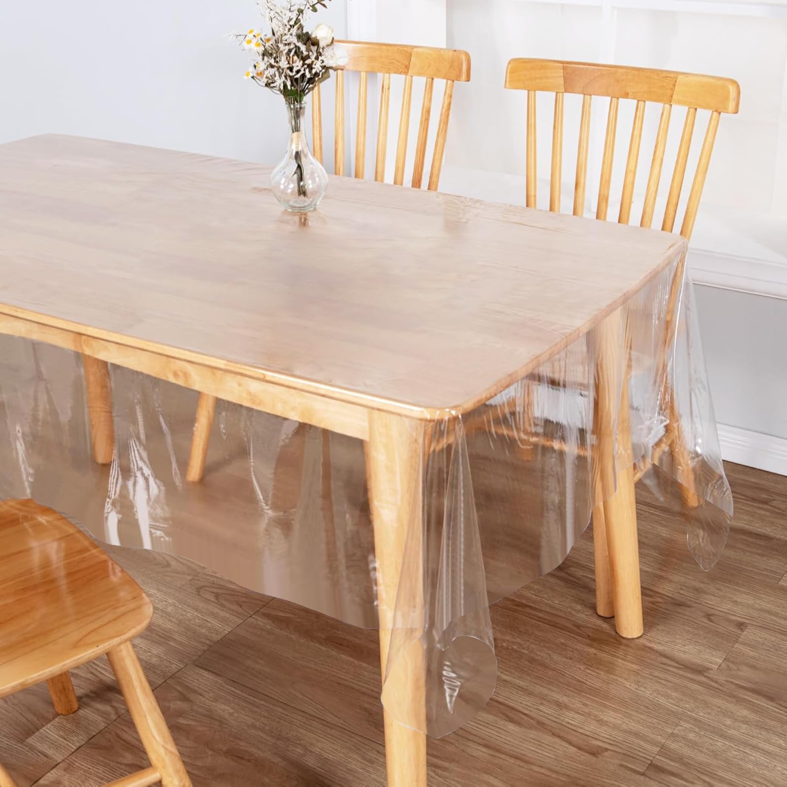 KATIMI Clear Plastic Table Cover Protector for Dining Room Tables 137×198cm