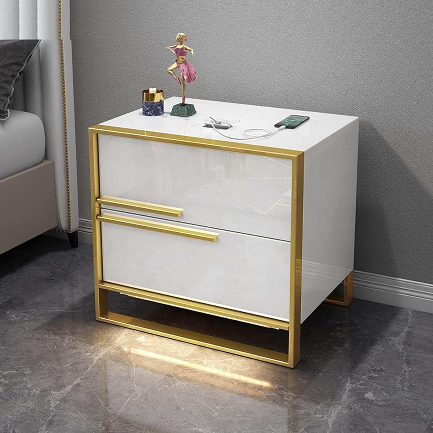 Table de chevet intelligente pour chambre et hôtel avec lumière LED et port de charge USB