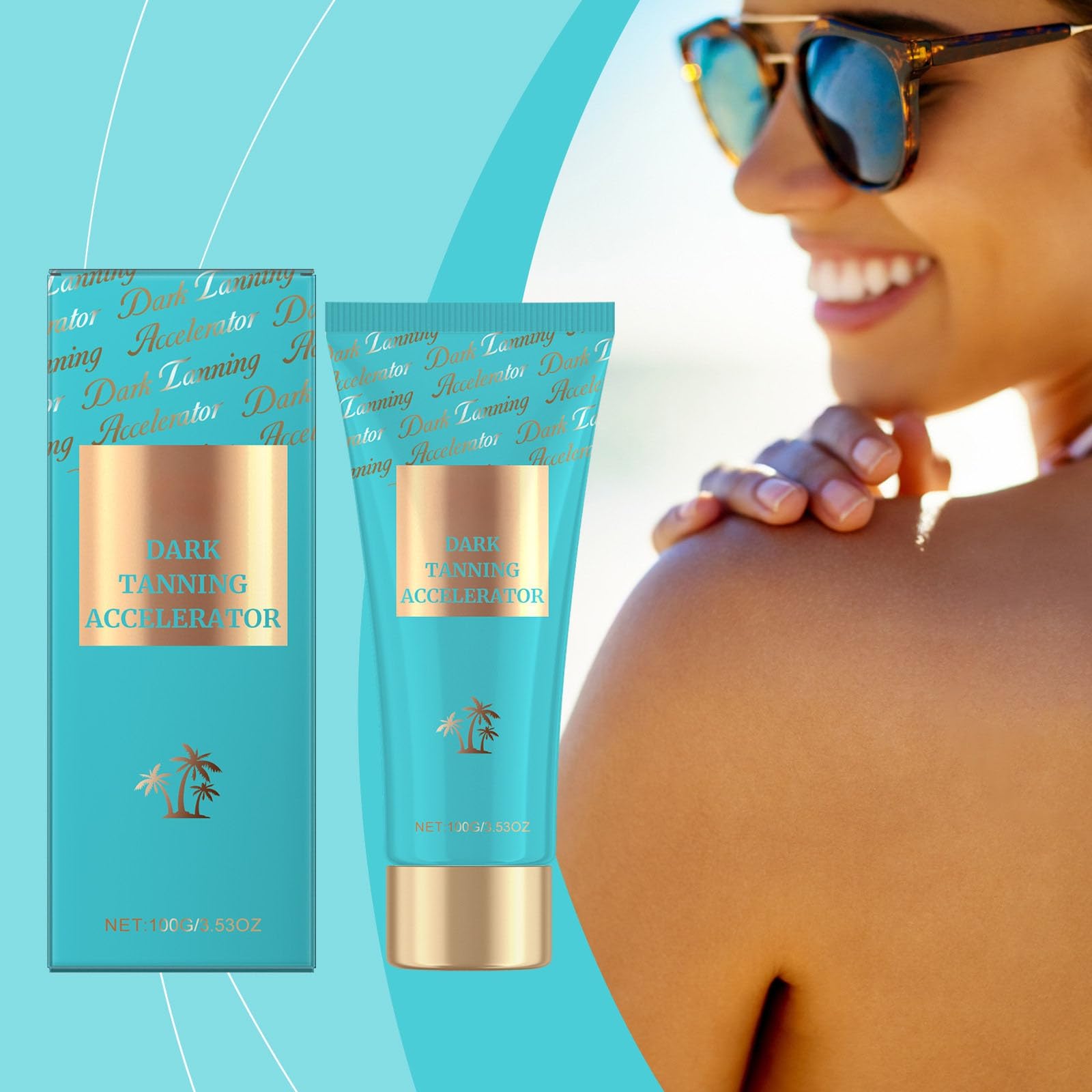 Dark Tanning Bed Lotion Accelerator - Ultra-Dark Tan Enhancer for Indoor & Outdoor Use | Fast-Acting Melanin Booster | Non-Streak Formula | 24HR Hydration | Tropical Paradise Scent | SPF-Free