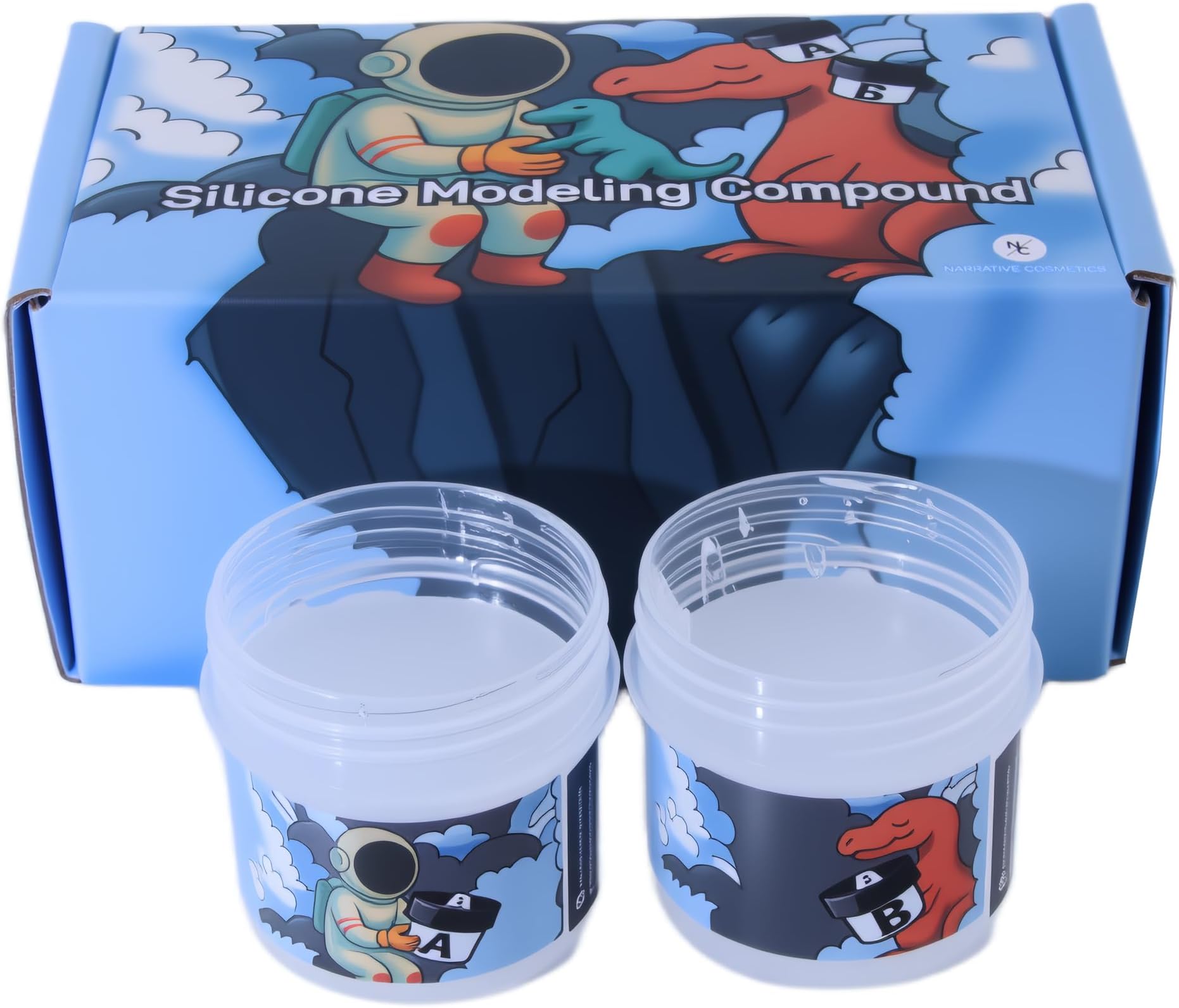 Narrative Cosmetics Silicone Modeling Compound Kit — 2 oz (1 oz A + 1 oz B) | SFX Prosthetics, Wounds, Scars | 10-Min Cure, Sculpt on Skin or Pour in Mold | Stage, Film, Halloween, Cosplay Makeup