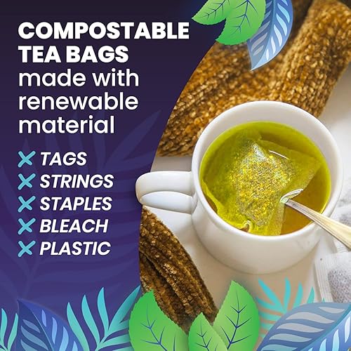 Miniatura 4 de Té de hierbas de menta verde orgánico, 100 bolsas de té, cultivado en Estados Unidos, bolsas de té ecológicas, té sin cafeína sin OMG Cederberg Tea