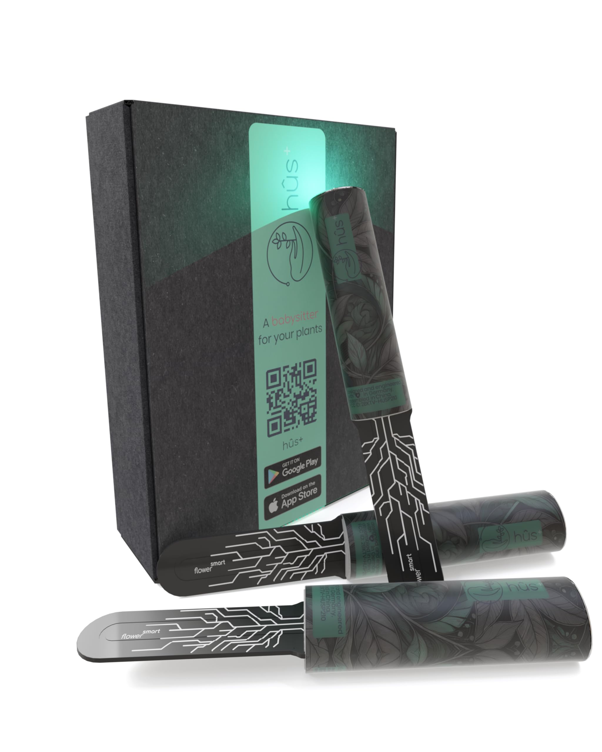 Flower smart 【 A Babysitter for Your Plants 】 Smart WiFi Pflanzensensor Gießanzeiger Feuchtigkeitsmesser für Pflanzen - Bodentester Wasserdicht WLAN Sensor digital (6, Botanical Black)