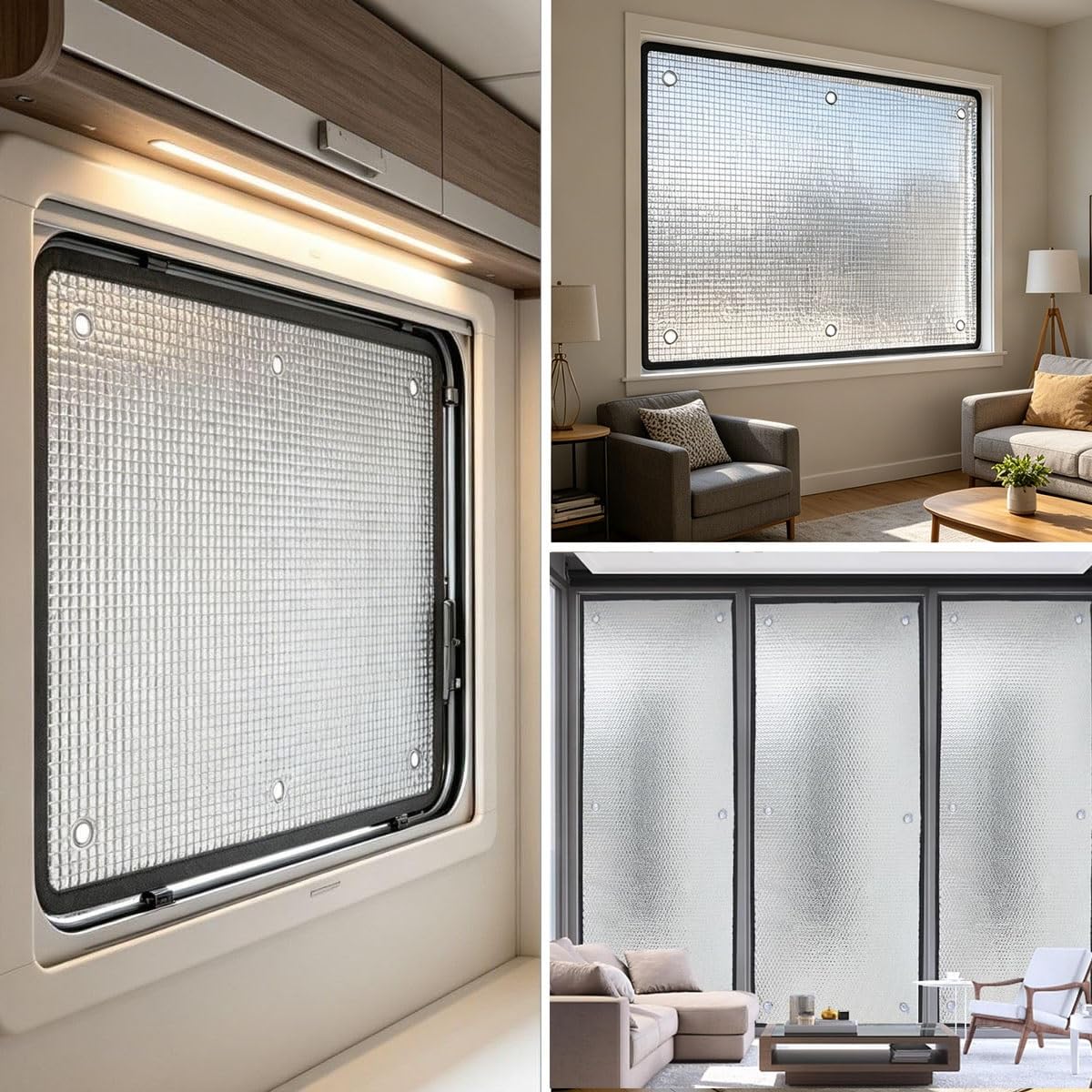 Film de Protection Solaire Anti Chaleur pour Fenetre, Film Aluminisé Réutilisable avec Ventouse, Panneau Réfléchissant Isolation Thermique, pour La Maison Cuisine Véranda Bureau(Gray,150x160 cm)