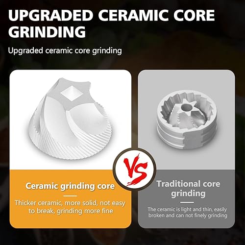 Miniatura 4 de Pepper and Salt Grinder Set, Refillable Acrylic Pepper Mill Set, Easy to Adjust the Coarseness- 6 inches (silver)