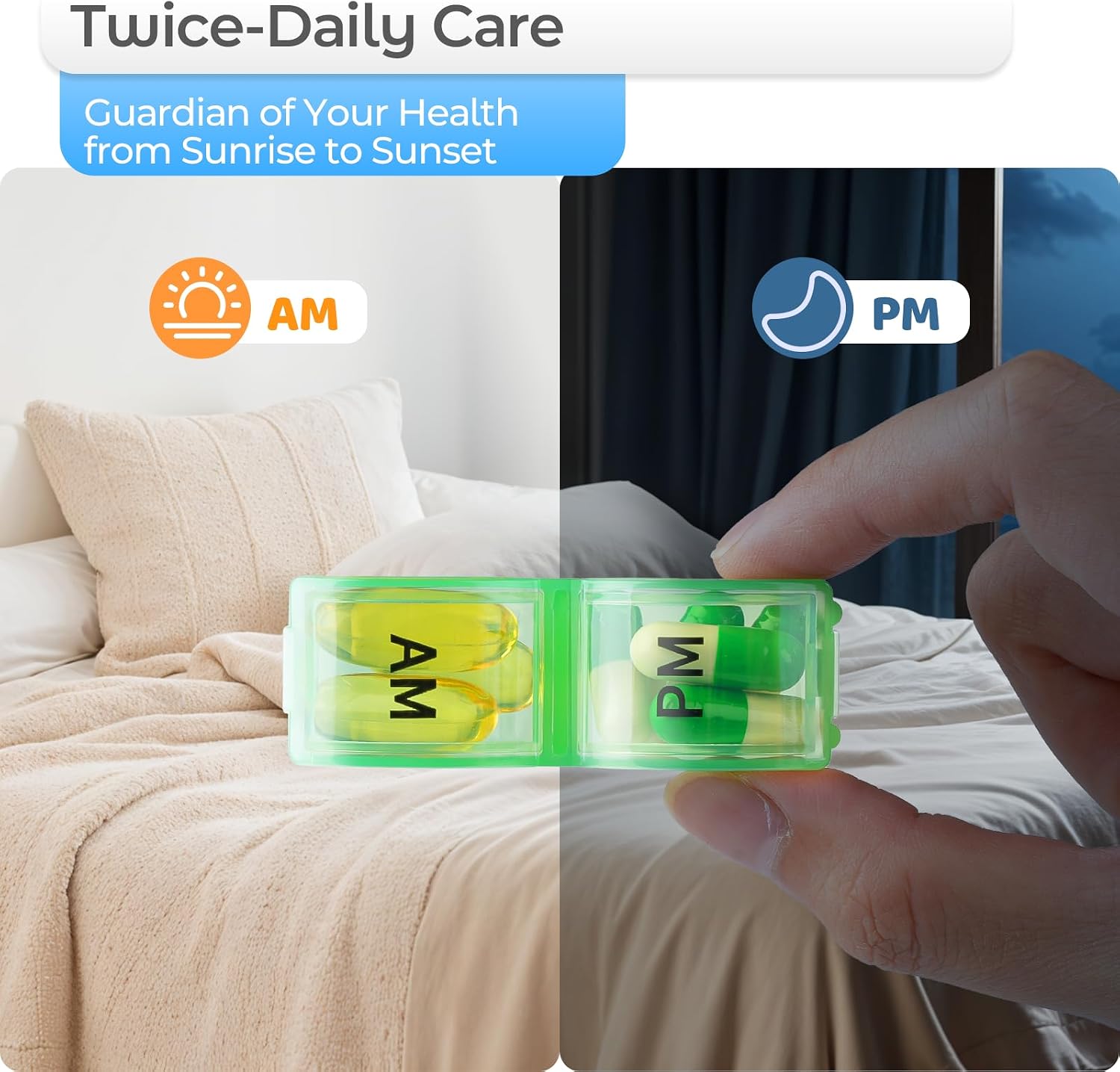 Monthly Pill Organizer 2 Times a Day, one Month Pill Box AM PM, 30 Day Pill Case Small Compartments to Hold Vitamin and Travel Medicine Organizer, 31 Day Pill Organizer, 4 Week Pill Cases