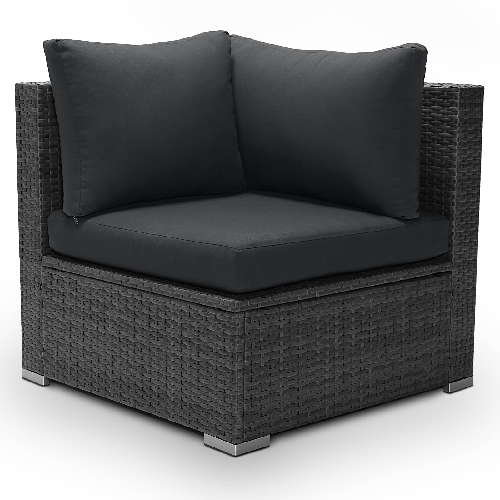 BULEXYARD 2 Piece PE Rattan Patio Furniture Corner Sofa with Thick Cushions Outdoor Wicker Seating for Backyard, Deck, Garden, Balcony (Dark Grey)