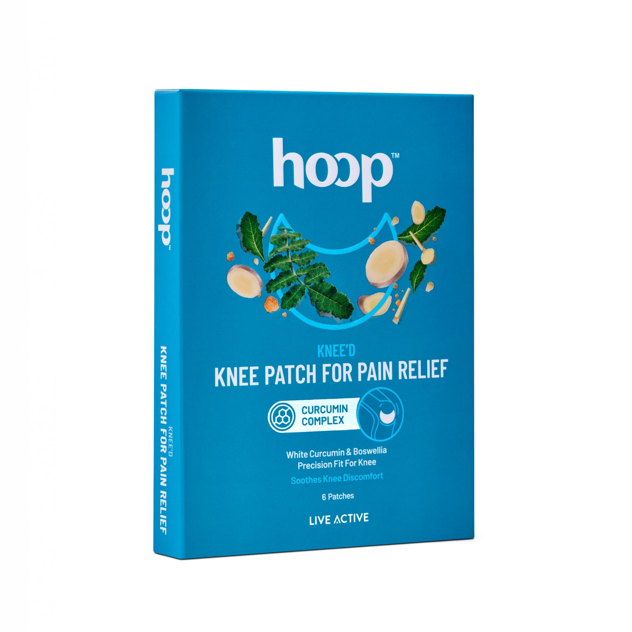 hoop Knee Patch for Pain Relief | White Curcumin & Boswellia Pain Relief Patches | Knee Curve Design for Flexible Fit | Pack of 6-image-20