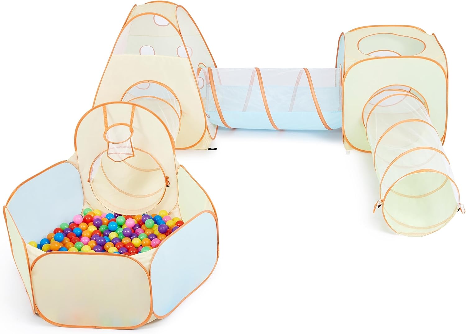 UTEX 3 in 1 Pop Up Play Tent with Tunnel, Ball Pit for Kids, Boys, Girls, Babies and Toddlers, Indoor/Outdoor Playhouse (6 in 1 with Ball Pit and Square Tent)