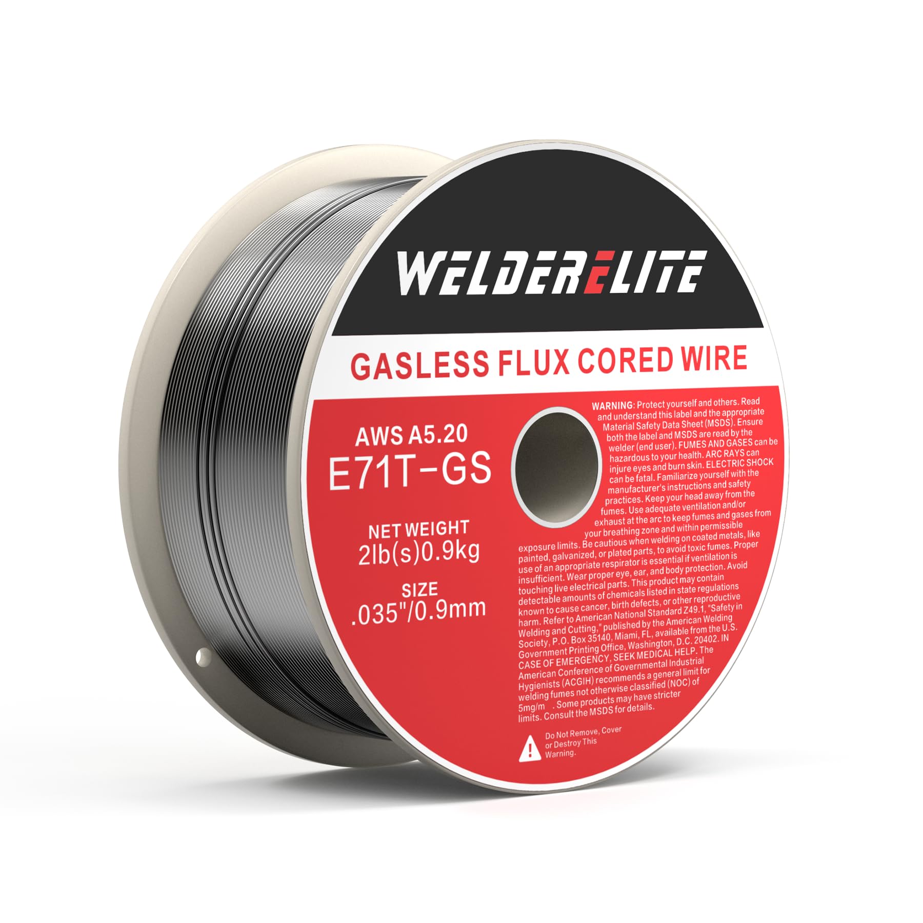 WelderElite 0.035" Gasless Flux Core MIG Wire, Single 2lb Spool, E71T-GS, Versatile for Galvanized, Stainless & Mild Steel