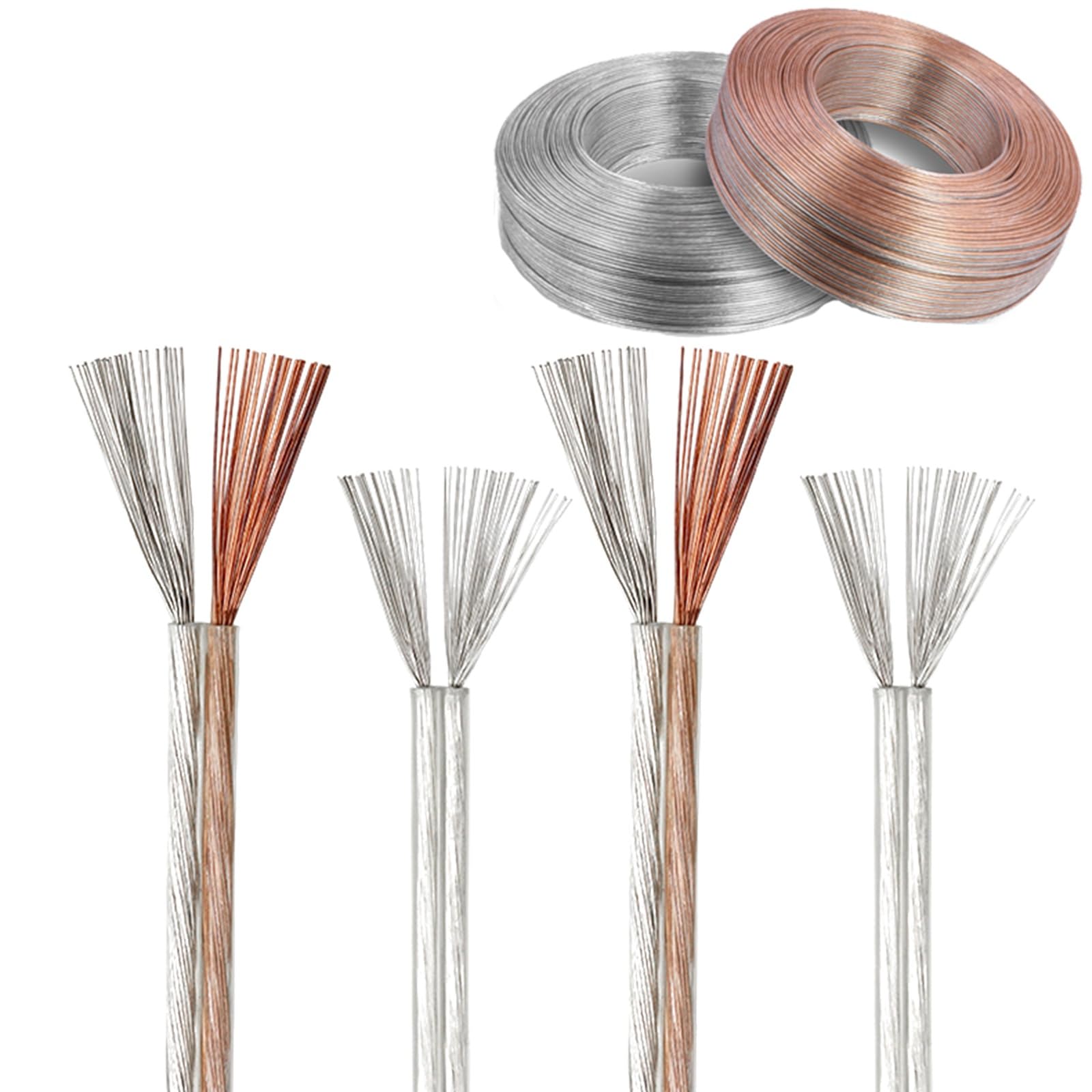 Cable de altavoz 22 AWG libre de oxígeno de 95 pies bicolor oro y plata para sonido y luces LED