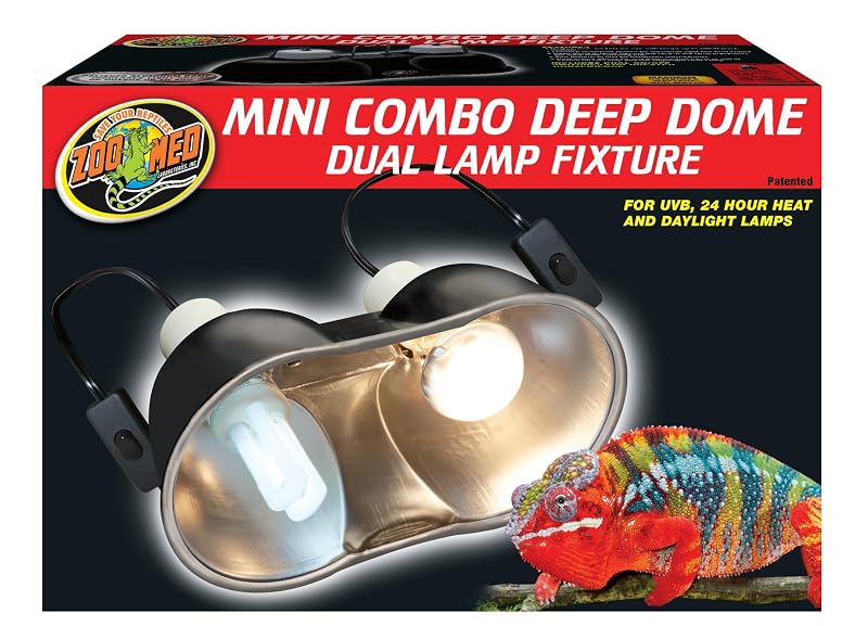 Luminária para Terrário Zoo Med Combo Mini Deep Dome com 2 Soquetes E26 de 14 cm
