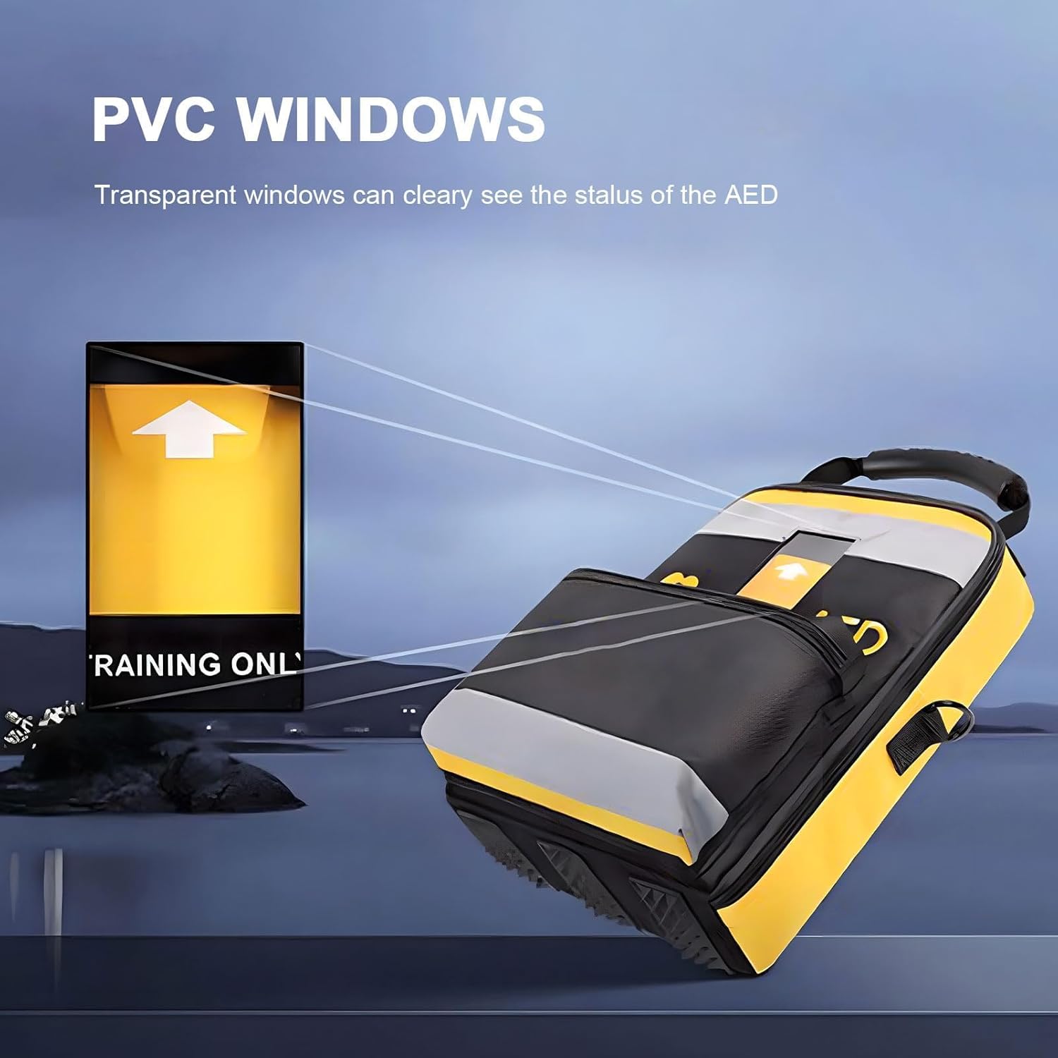 携帯用AED収納バッグ、除細動器ポーチ 反射テープ付き調整可能ショルダーストラップ付き緊急医療機器ケース 公共施設・オフィス・家庭用