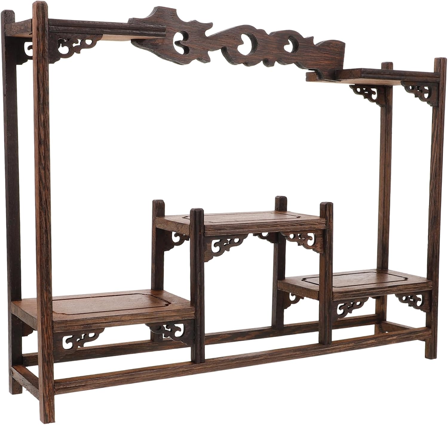 Versatile Wooden Display Stand Rustic Table Organizer for Collectibles Antique Shelf and Wooden Crafts Compact and Portable Design for Living Rooms and Offices