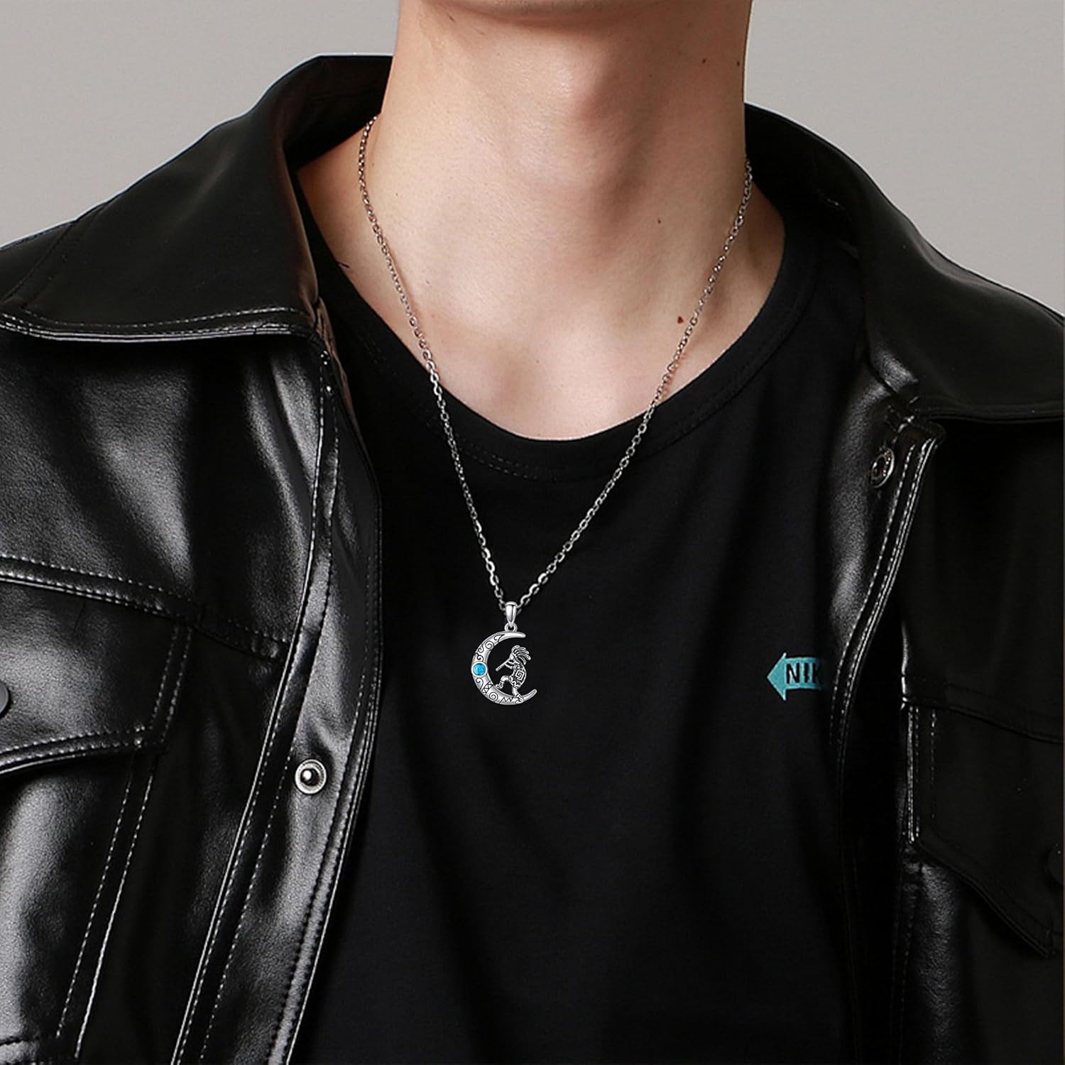 Turquoise Western Necklace Sterling Silver Moon Kokopelli/Cow Skull/Zia Sun/Mountains Pendant Necklace Turquoise Jewelry for Women Hikers Campers - Image 2
