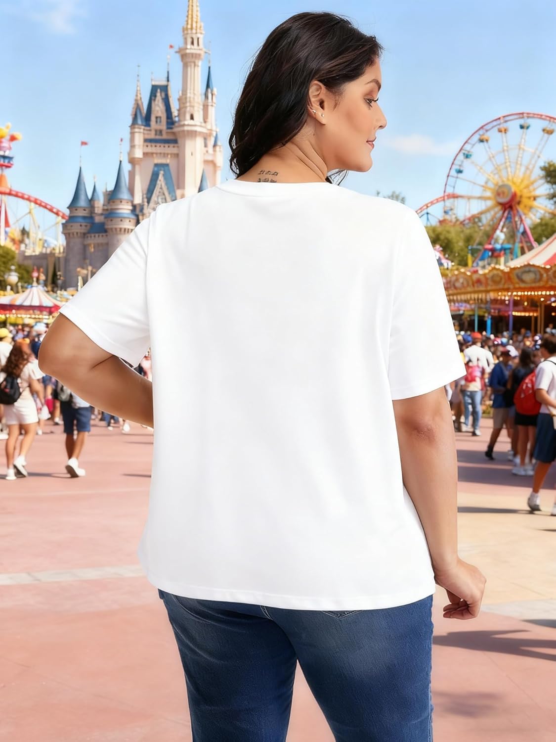 Plus Size Magic Kingdom Shirts for Women Castle Graphic T Shirt Cute Holiday Shirt Princess Tee Funny Vacation Tops - Image 3