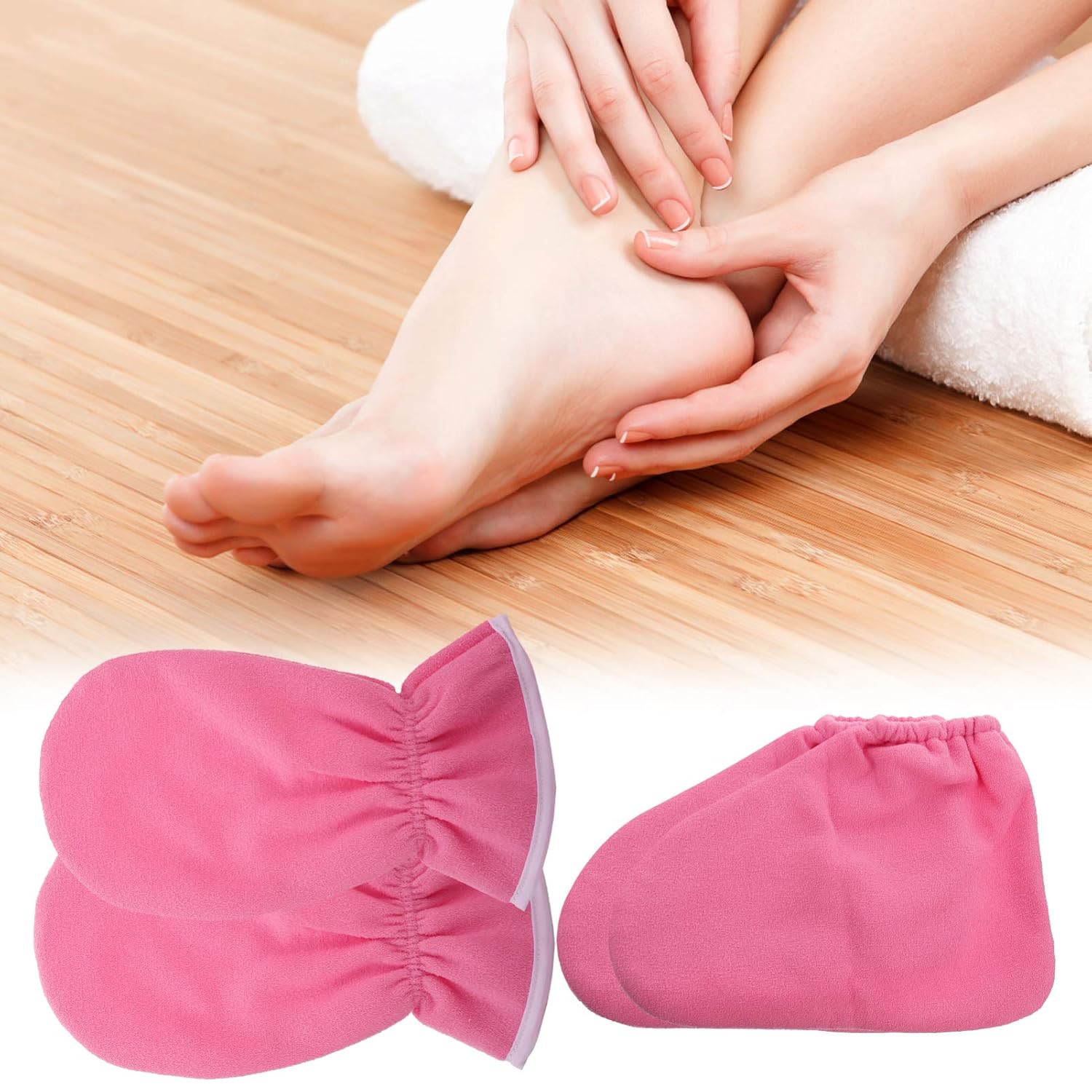4pcs Paraffin Wax Gloves and Foot Covers for Hand Care Treatment Moisturizing Mitts and Booties Durable for Spa and Home Use