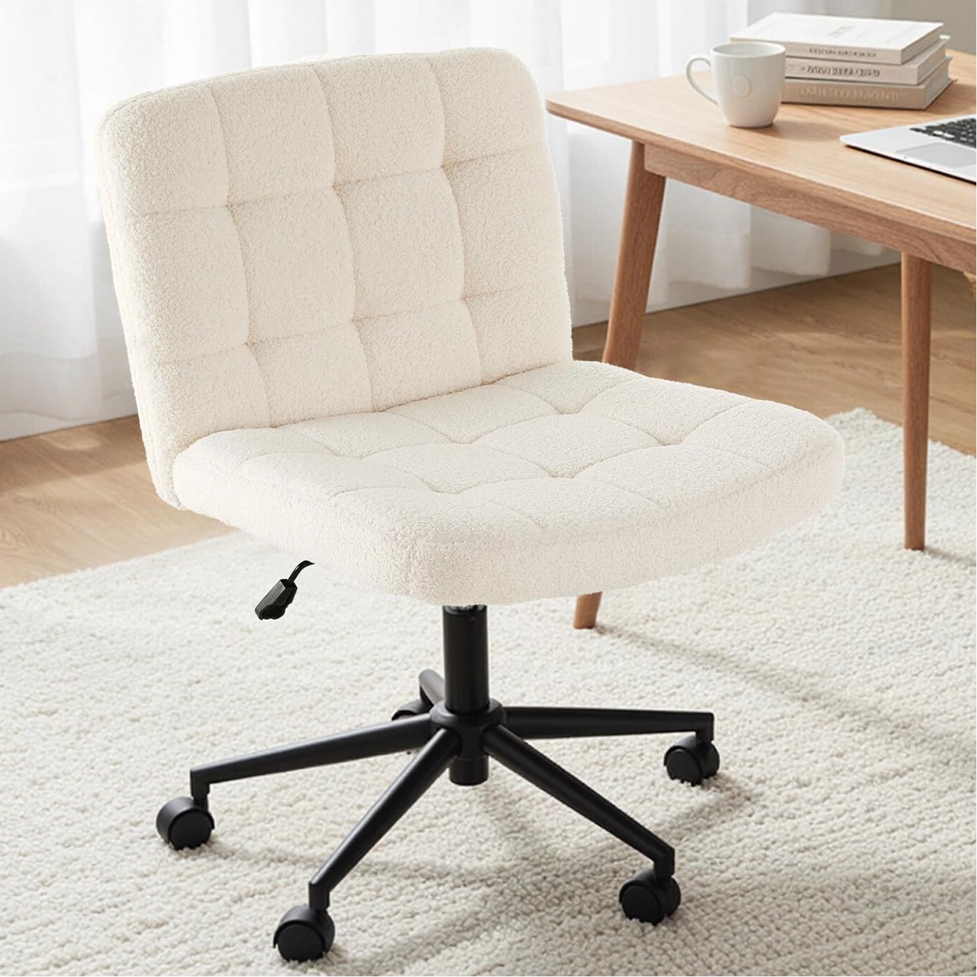 Clevich Criss Cross Legged Chair with Wheels, Armless Home Office Chair