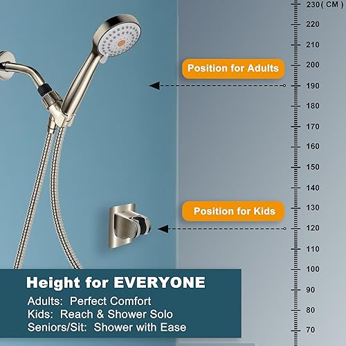 Miniatura 3 de HO2ME Dos soportes de ducha montados en la pared para cabezal de ducha de mano, adhesivo fuerte e impermeable, ajustable para adaptarse a cualquier