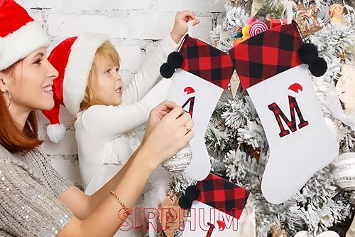 Miniatura 20 de Calcetines de Navidad bordados con monograma inicial de 20 pulgadas, decoración de Navidad, calcetines personalizados, decoración de temporada Negro