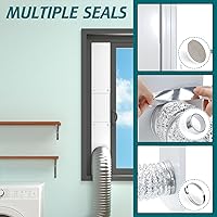 Vista 5 de Kit de ventilación para ventana de secadora Daisypower, kit de ventilación de ventana ajustable con cubierta de ventilación para exterior, campana