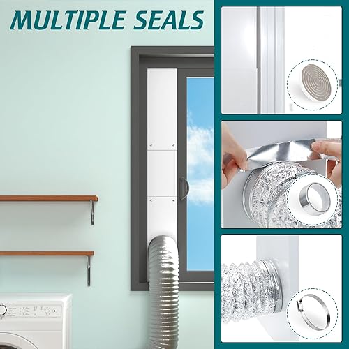 Miniatura 6 de Daisypower Kit de ventana de ventilación para secadora, kit de ventilación de ventana ajustable de 4 pulgadas con cubierta de ventilación para