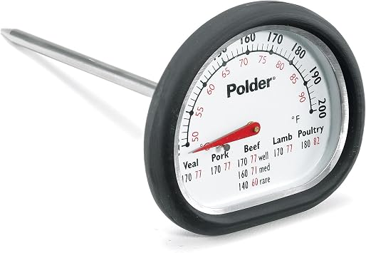 Polder 12454 Deluxe In-Oven Thermometer, Stainless Steel with Easy-to-Read Face and High-Heat Grip