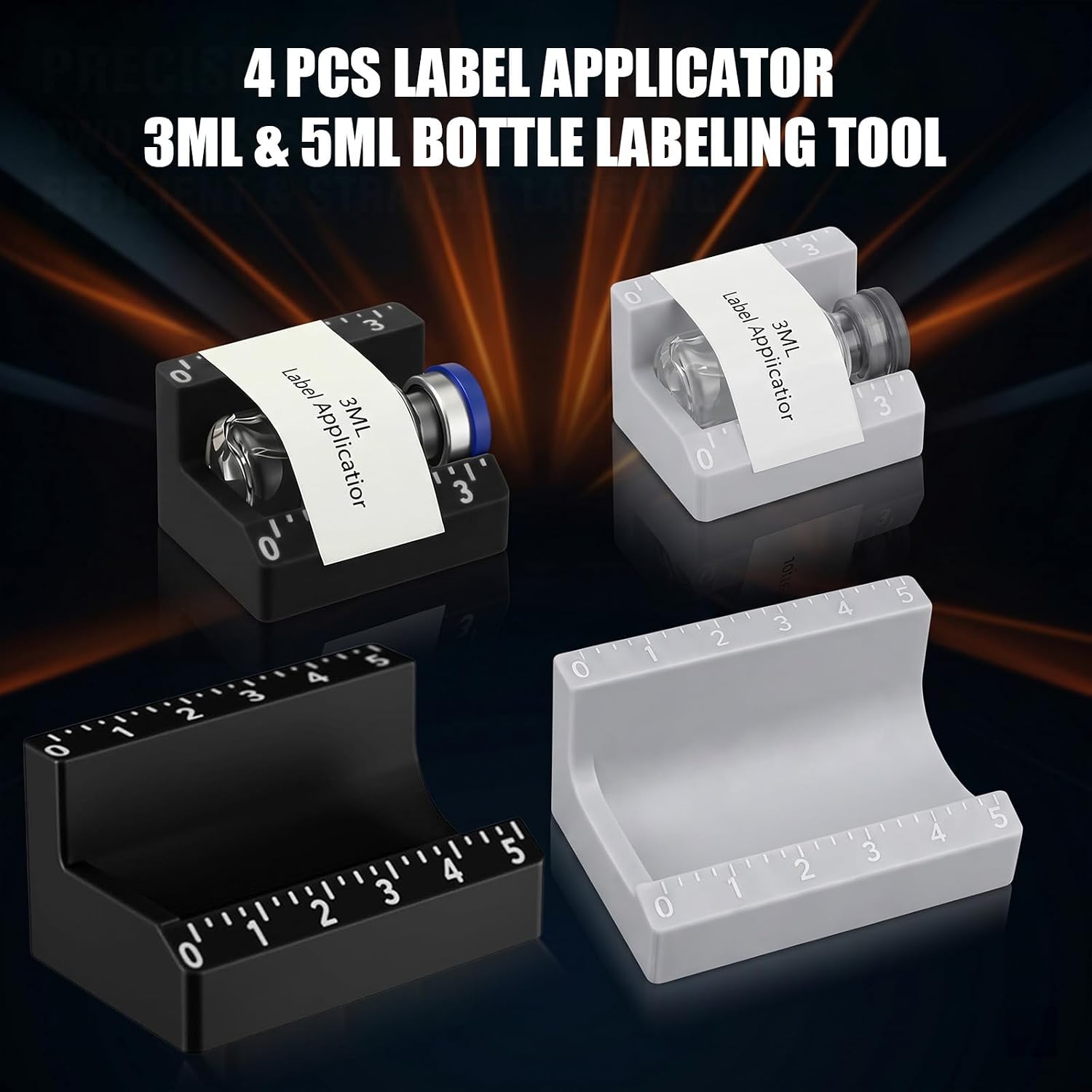 4 Pcs Peptide Label Applicator, Vial Label Applicator for 3ml and 5ml Vials with 100 Pcs Labels for Small Jars Essential Oils Containers Bottles image 2