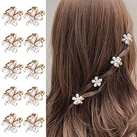 Vista 1 de 10 pinzas pequeñas de perlas para el cabello para mujeres y niñas, diseño de garra de flor de perla, accesorios decorativos para el cabello
