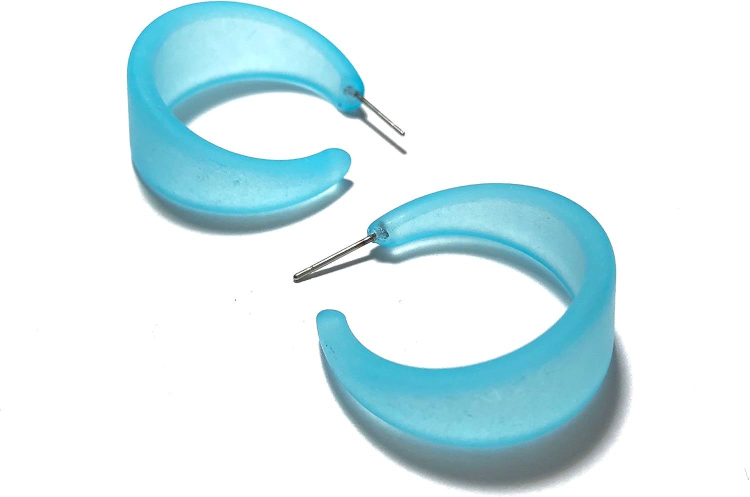 Turquoise Frosted Acrylic Large Marilyn Hoop Earrings - MARL-TQ-1