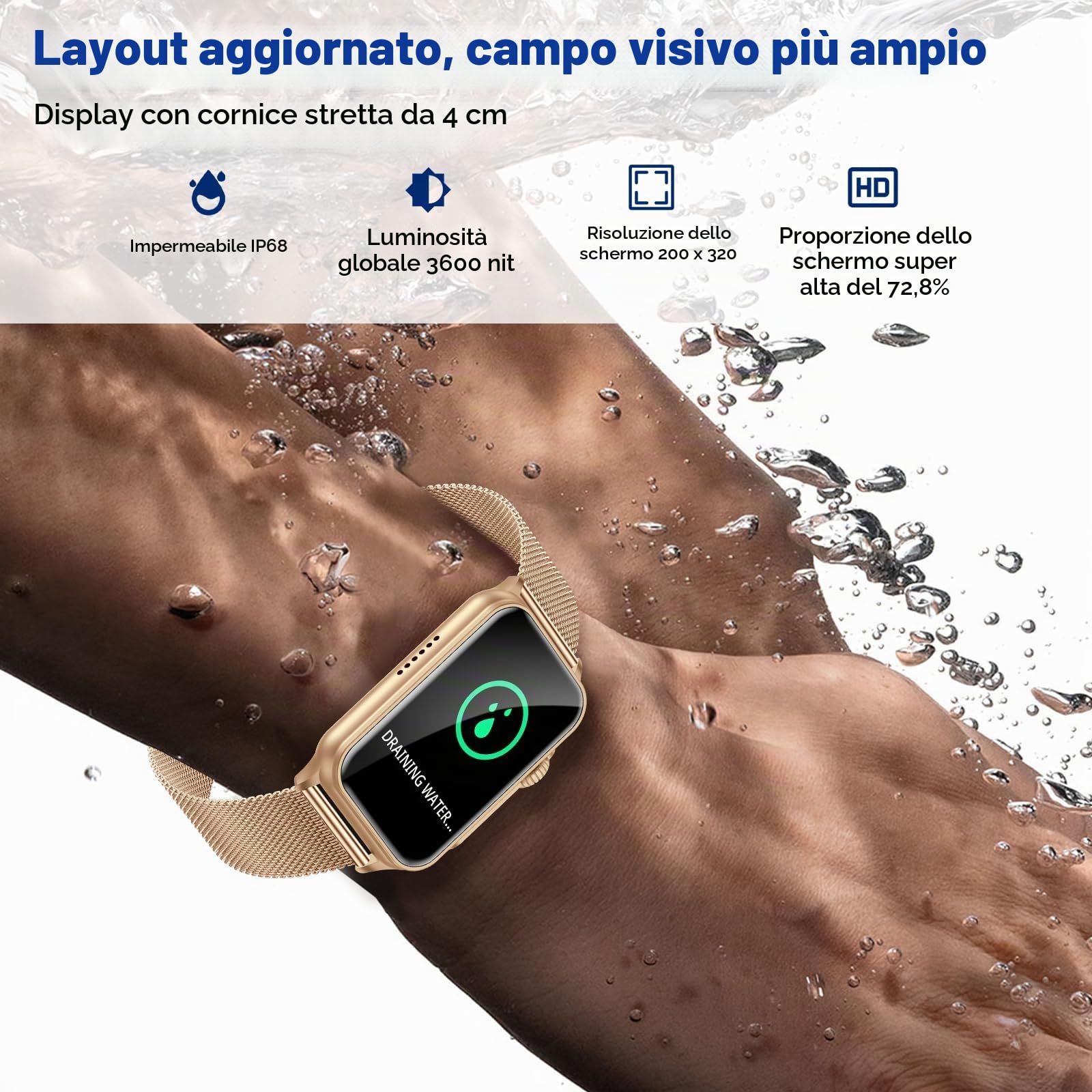 Smartwatch Donna Uomo 1.57" Smart Watch con Chiamate 130 Sport Vocale AI Impermeabile IP68 Contapassi SPO2 Sonno Cardiofrequenzimetro, Orologio Smartwatch 5.1 connessione Bluetooth per Android iOS