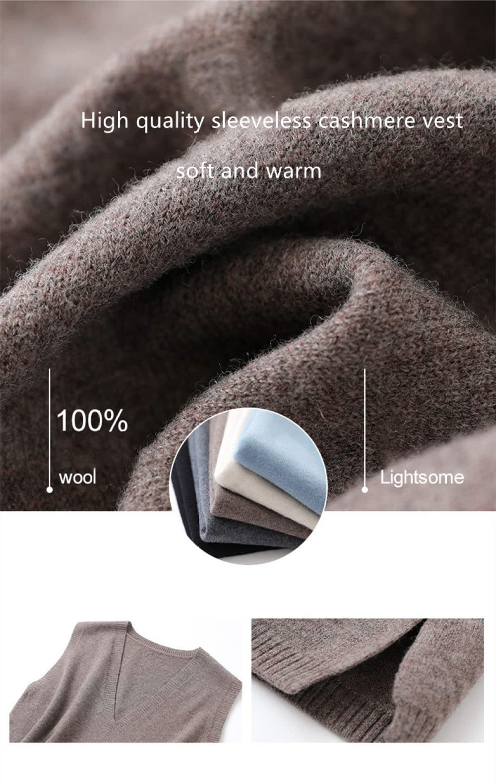 Maglione Gilet Donna,Gilet Lavorati A Maglia da Donna Maglioni Lunghi Neri con Scollo A V Gilet in Maglia di Cashmere Gilet da Donna Abito Casual Autunno Inverno Senza Maniche Canotta Camicetta