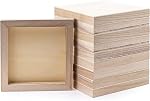 10 Pack Wooden Canvas, Artist Wood Panels Unfinished Wood Frame Canvas Board Art Supplies for Painting, Encaustic Art, Wood Burning, Pouring(6 x 6 Inch)