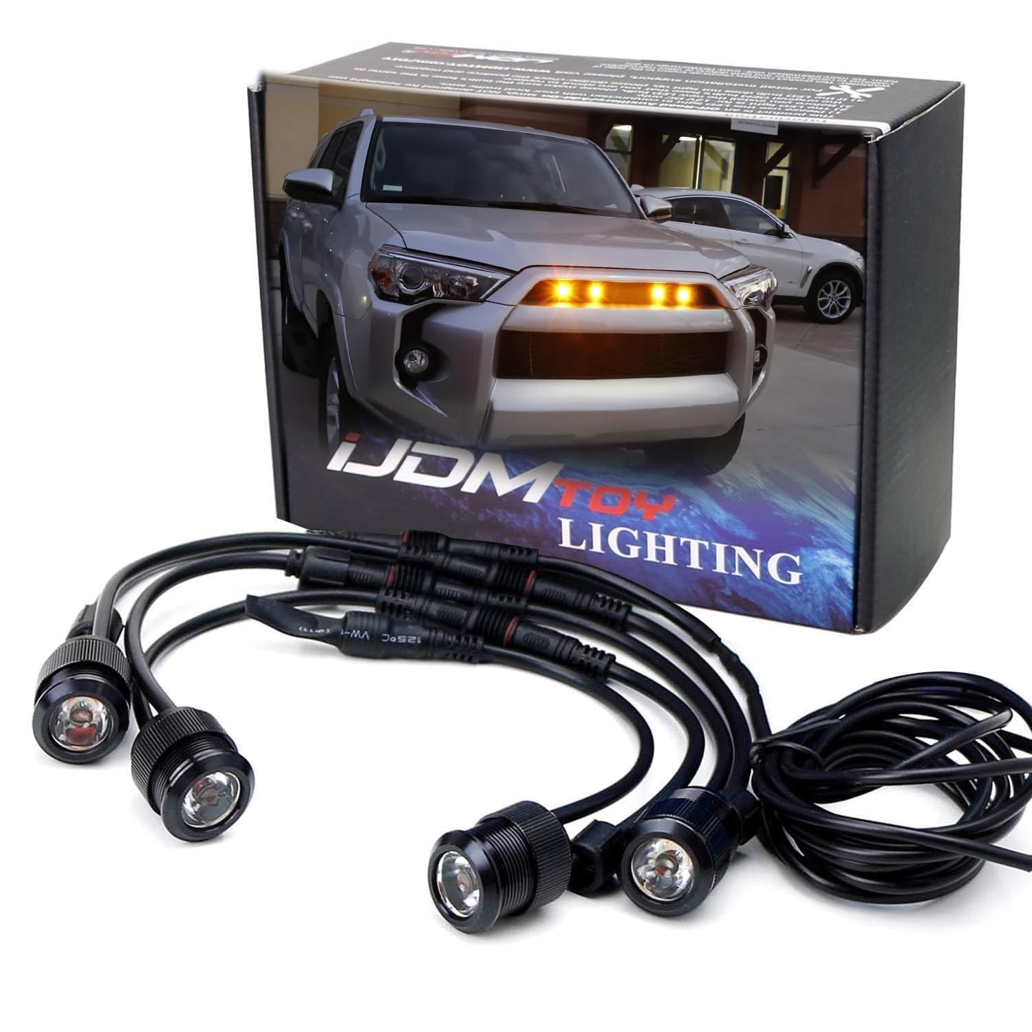 4pcs 2500K Amber Projector Lens Spot Beam 3W High Power LED Grille Mount Lighting Kit Compatible with Toyota 2016-2023 Tacoma w/TRD Sport Chrome Grill ONLY