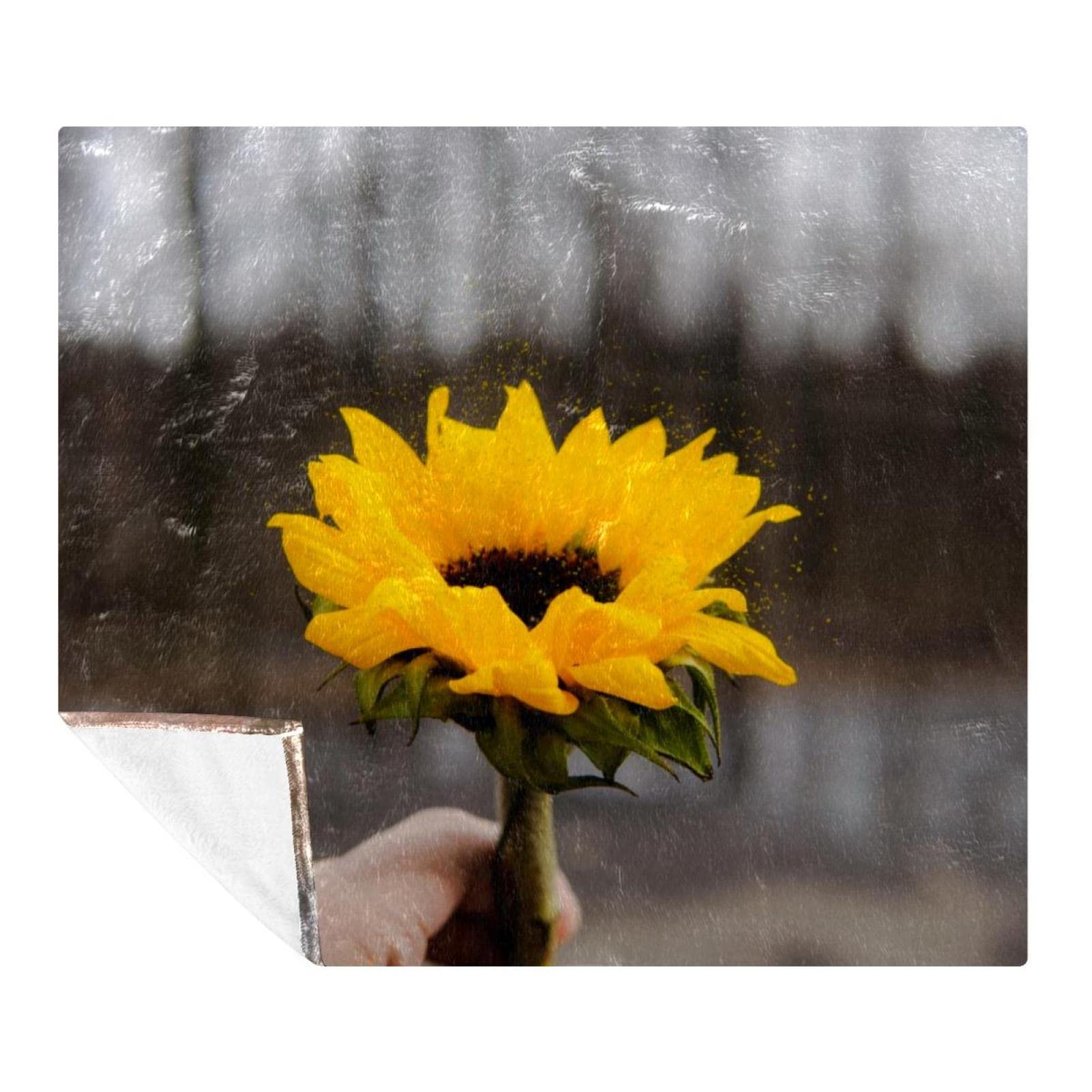 Couverture polaire tournesol 150x130 cm en microfibre pour lit et canapé
