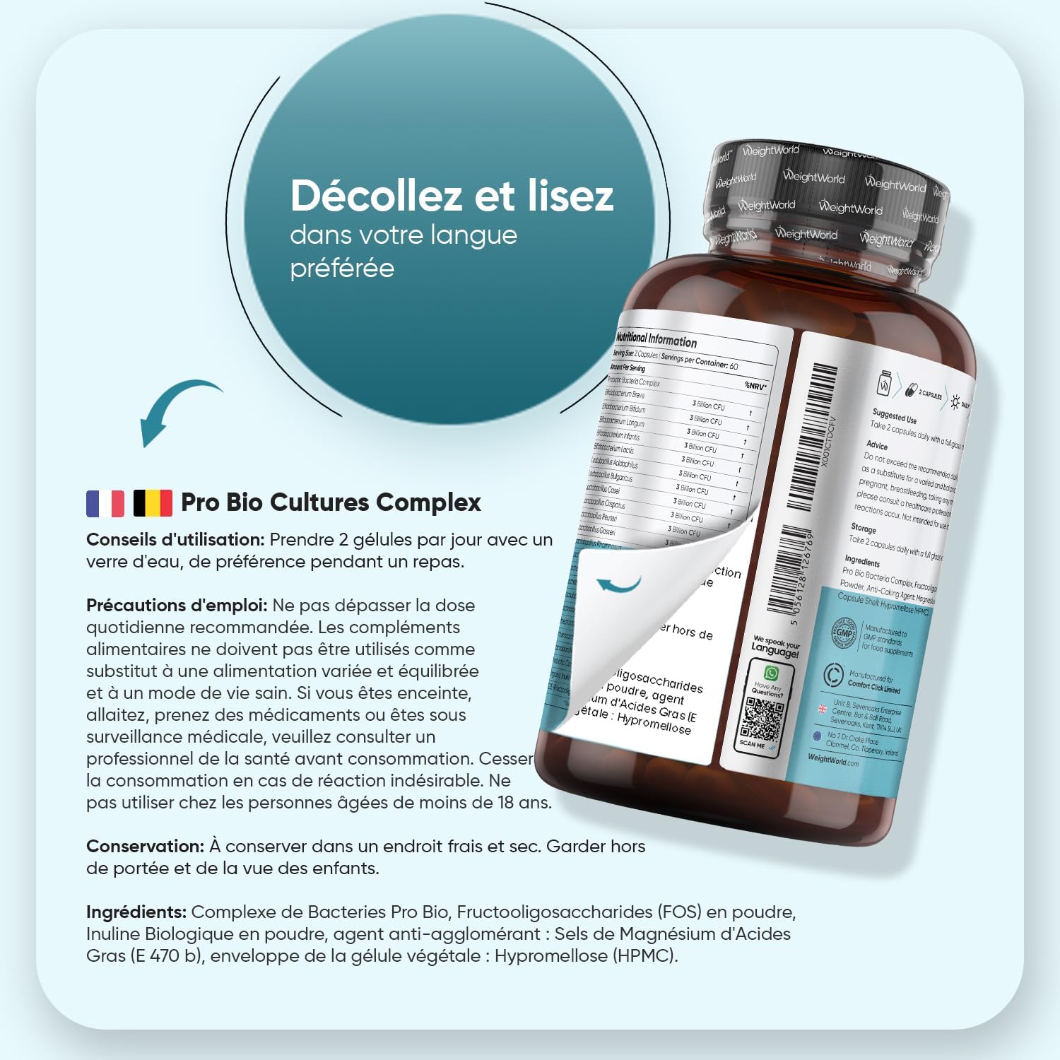 Complément probiotiques et prébiotiques premium – usage quotidien