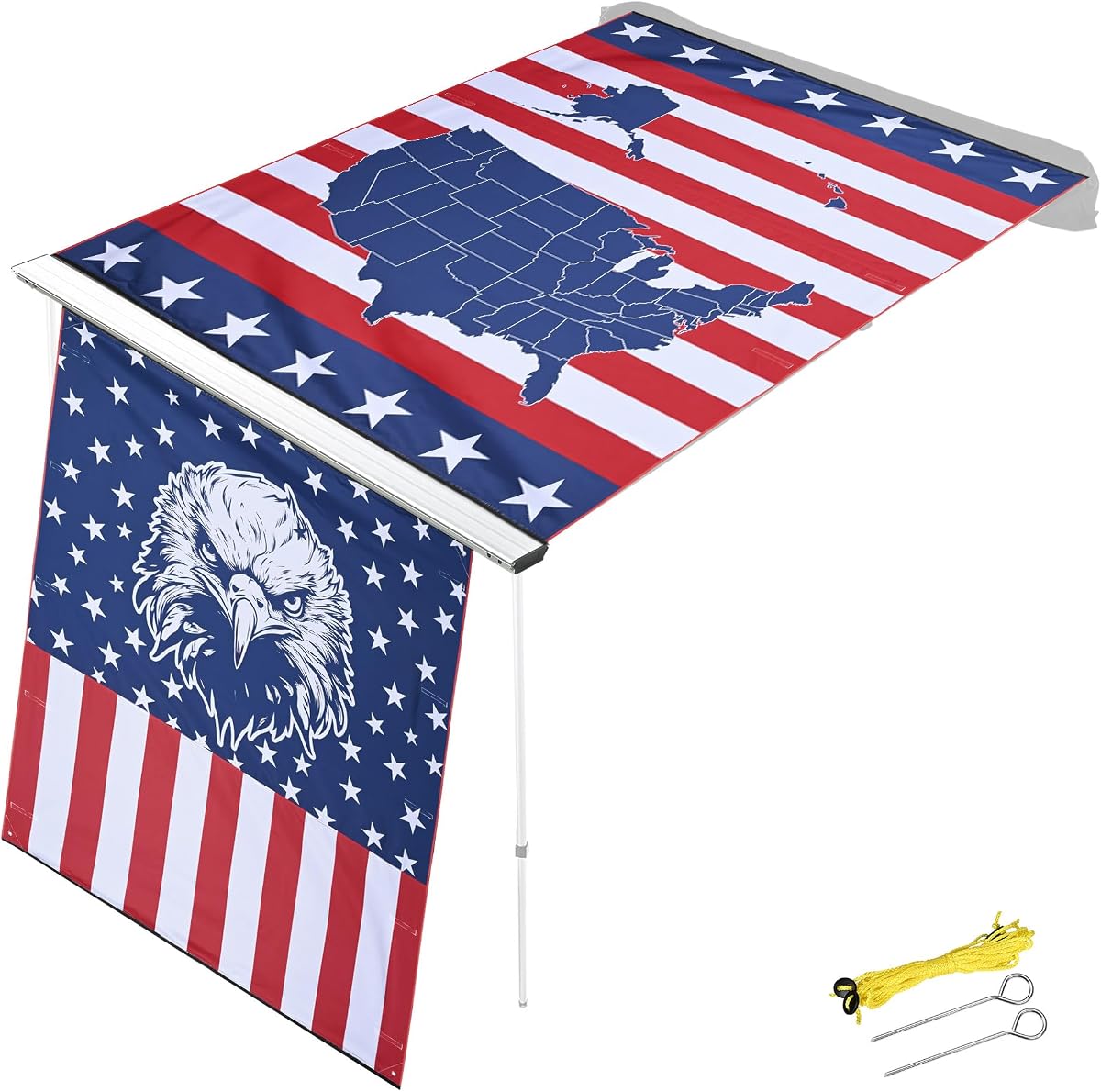 Yescom 7.7x8.2 Ft Carside Awning Replacement Fabric with Side Wall Roof | Rack Overland