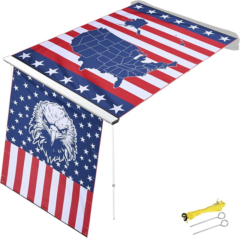 Yescom 7.7x8.2 Ft Carside Awning Replacement Fabric with Side Wall Roof | Rack Overland