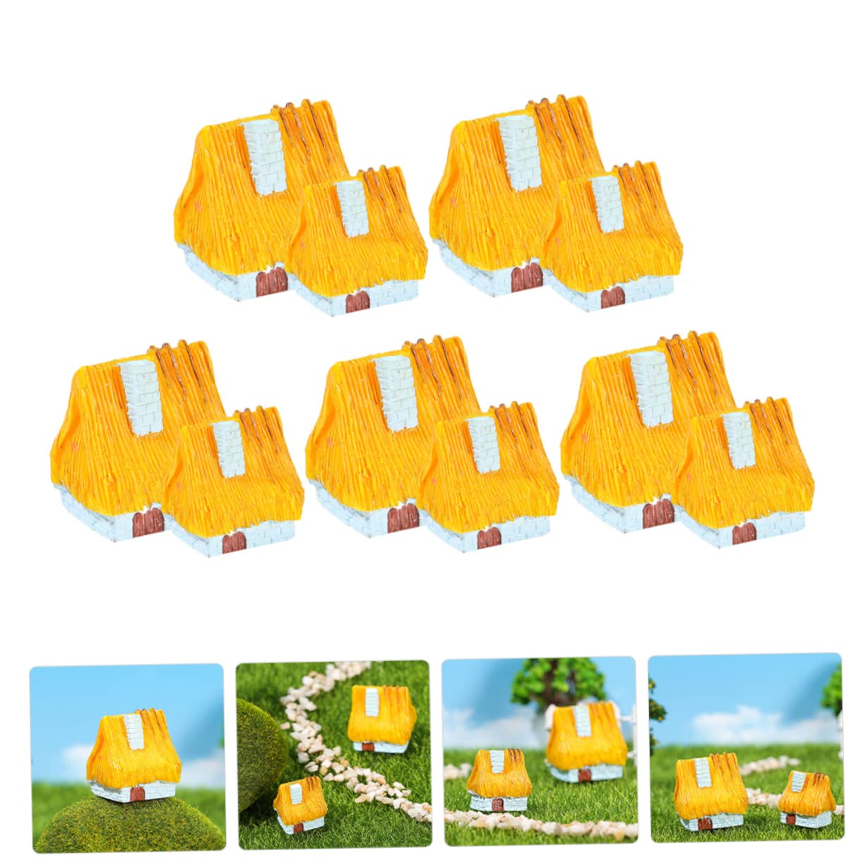 TOYANDONA 4 Ensembles Décoration De Maison en Décoration De Jardin Miniature Décoration De Maison Ornement Décoration Rustique Extérieure Adorable Mini-Maison 10 pièces * 4