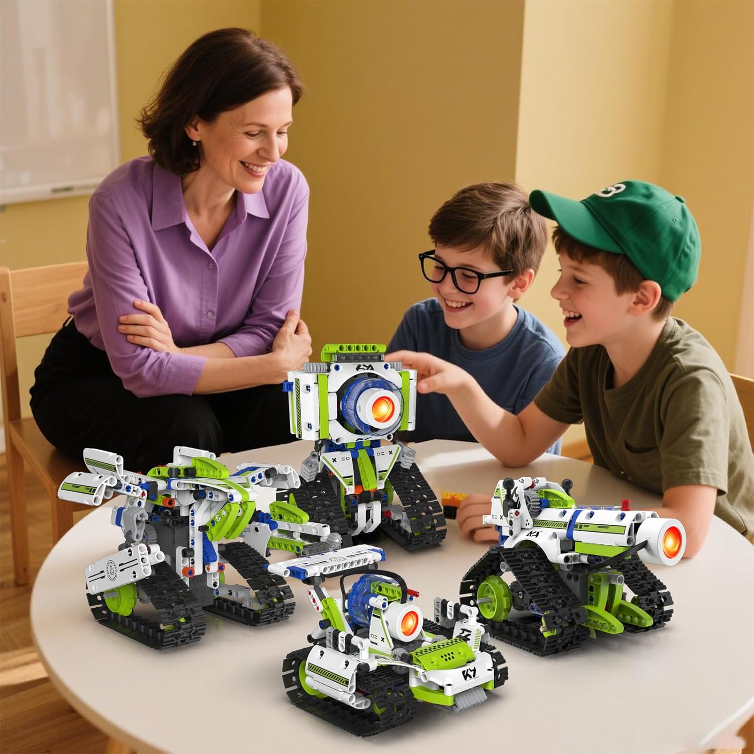 5-in-1 STEM Programmable Robotics Kit with Remote and App Control & Three-Color Changing LED Lights - Educational Building Toys for Kids Ages 8-12, Ideal Birthday, (337 PCS)