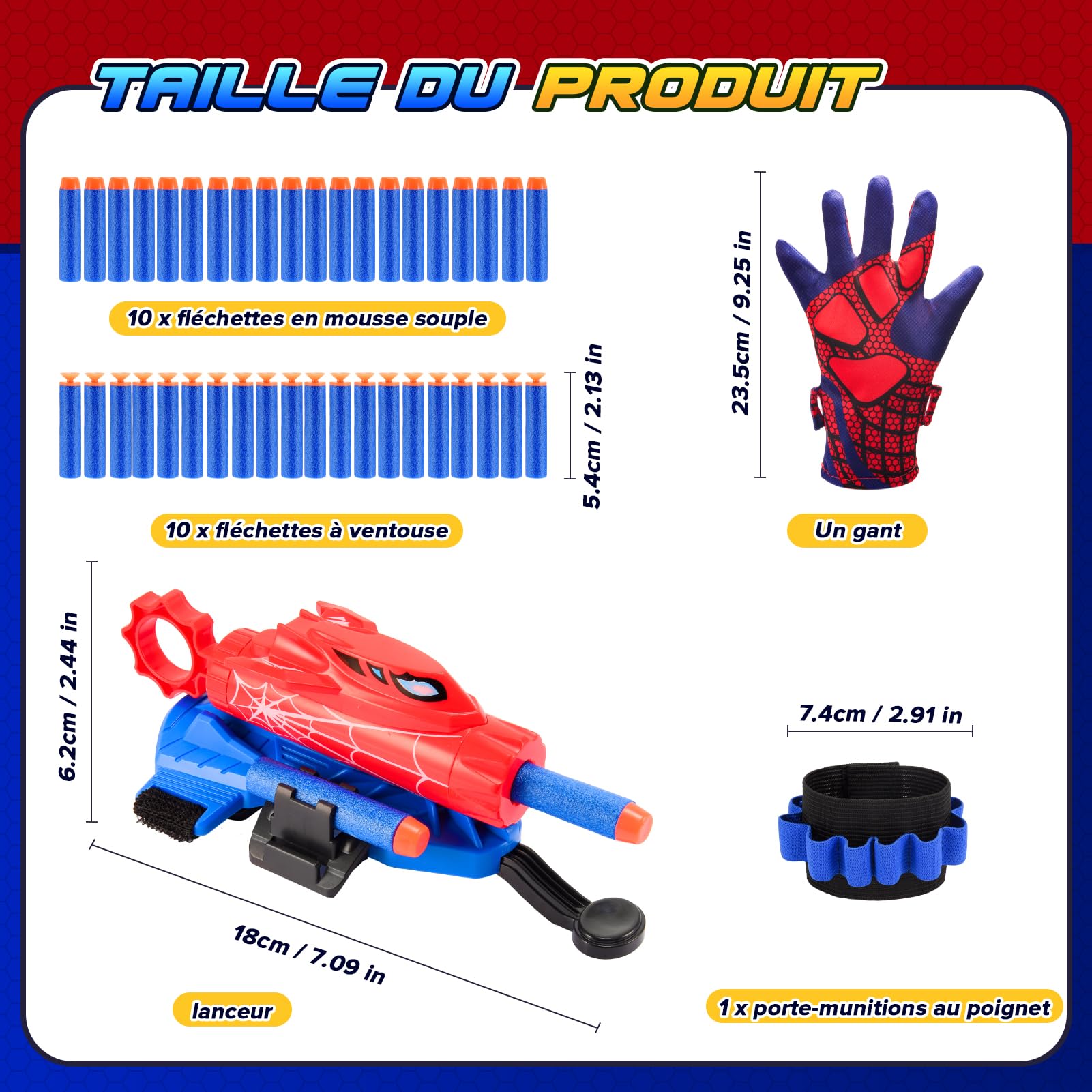Lot 2 Gants Lance-toile Spiderman Avec Balles Ventouse - Jouet Déguisement Enfant 3 Ans Et Plus Jeu De Rôle Action