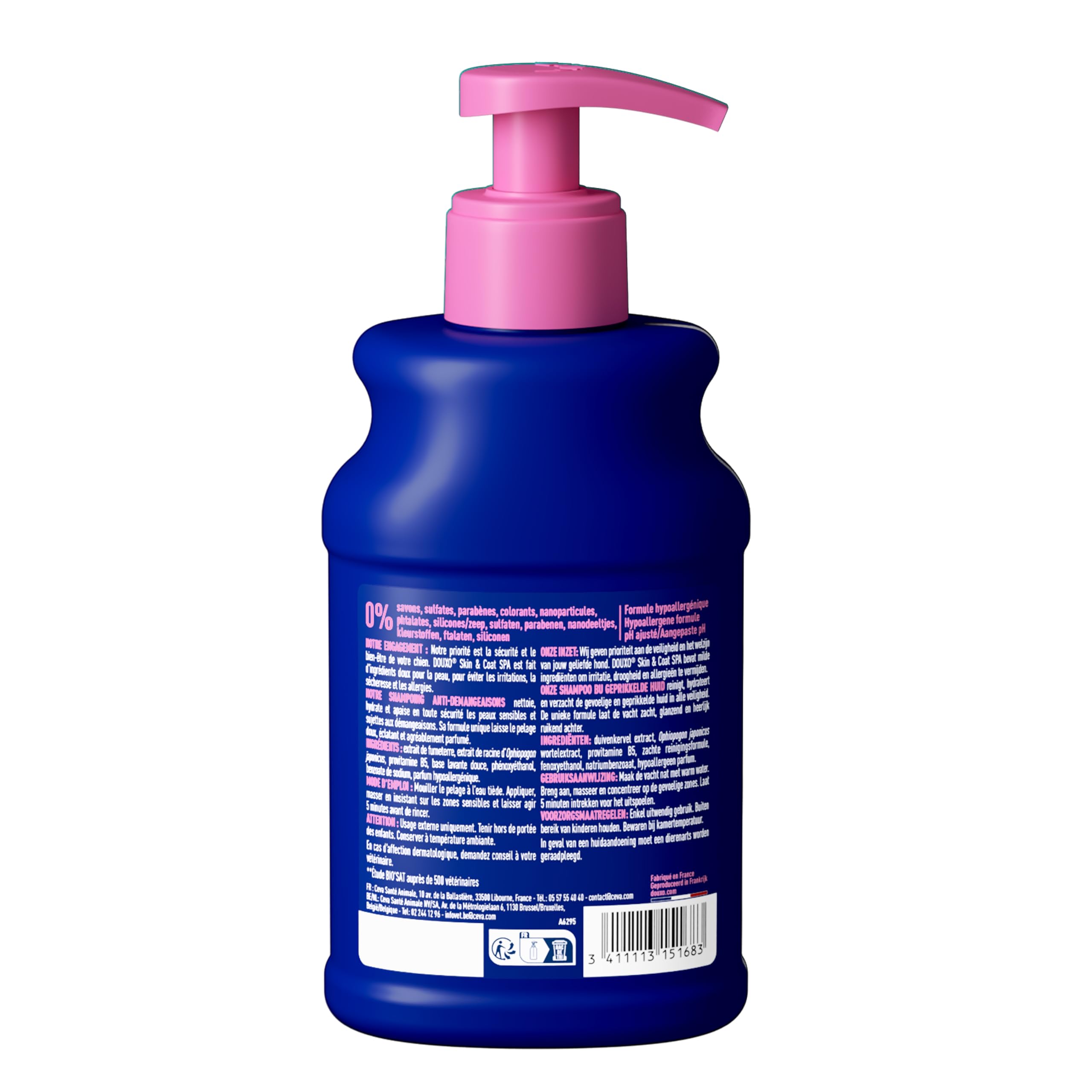 DOUXO Skin & Coat Spa - Ultra-Safe Shampoing Anti-démangeaisons pour Chien, 250mL, Nettoie et apaise la Peau, Laisse Le Pelage Doux et éclatant, Formule respectueuse de la Peau.