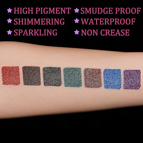 Miniatura 3 de UCANBE Juego de maquillaje líquido brillante de 7 colores, acabado satinado metálico, lápiz delineador de ojos brillante, de larga duración, con
