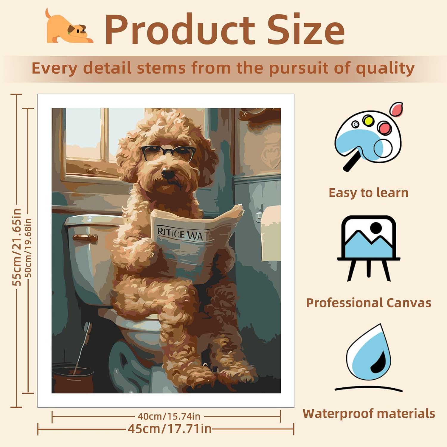 Reivworl Dog Paint by Numbers Kit for Adults, Dog Paint by Number for Beginners, Adult Paint by Number Kits for Gifts and Home Wall Decor 16x20 Inch
