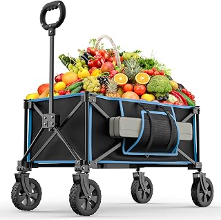 Morpilot Bollerwagen Faltbar, Faltbarer Bollerwagen 150L, Mini Klappbarer Handwagen in 4 Richtungen faltbar, für Einkauf, Garten, Ausflug,Camping
