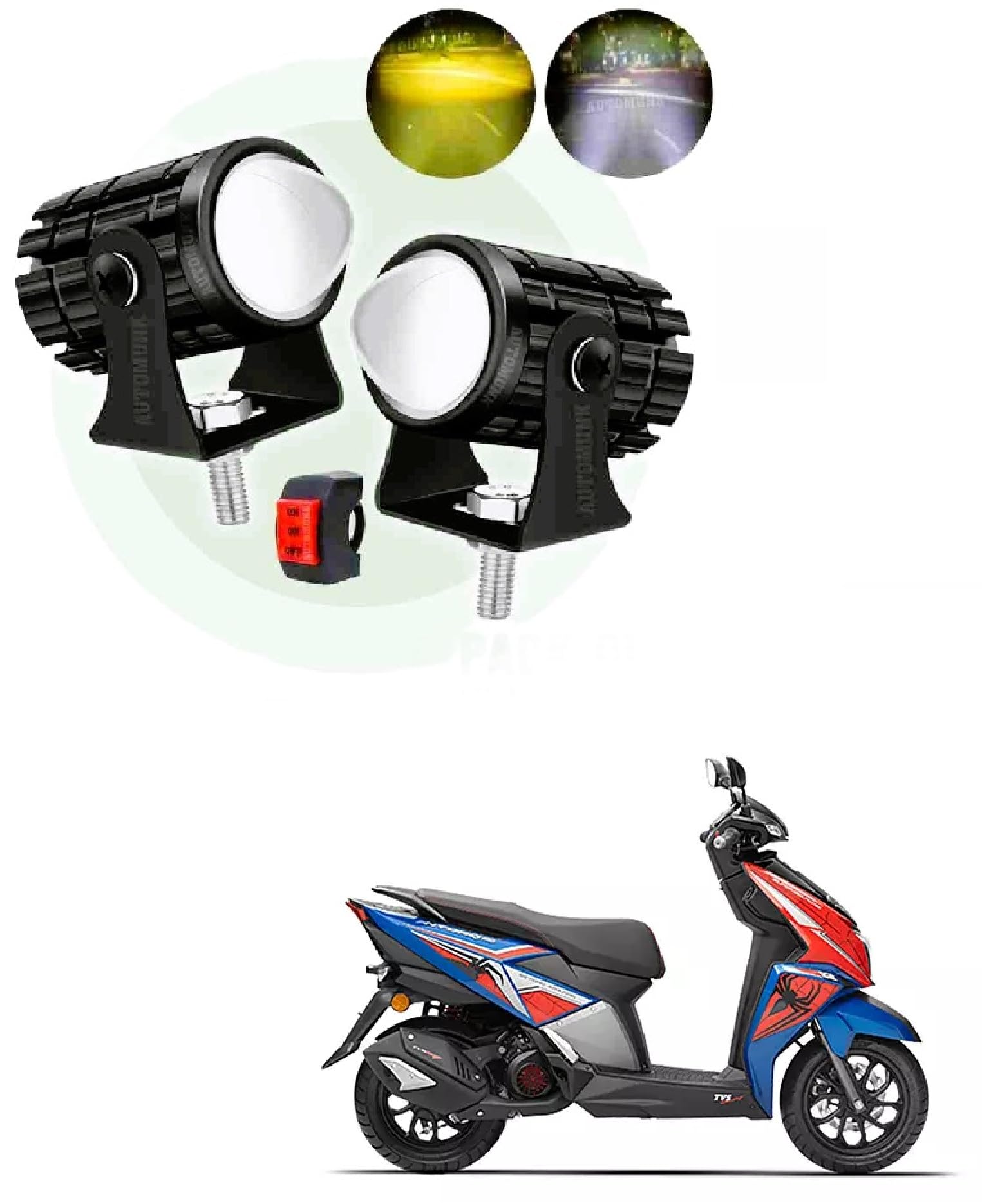 LED Fog Light | Capable for TVS Ntorq 125 | 2 Mode Spotlight | (Pack OF 2 with Switch).-image-39