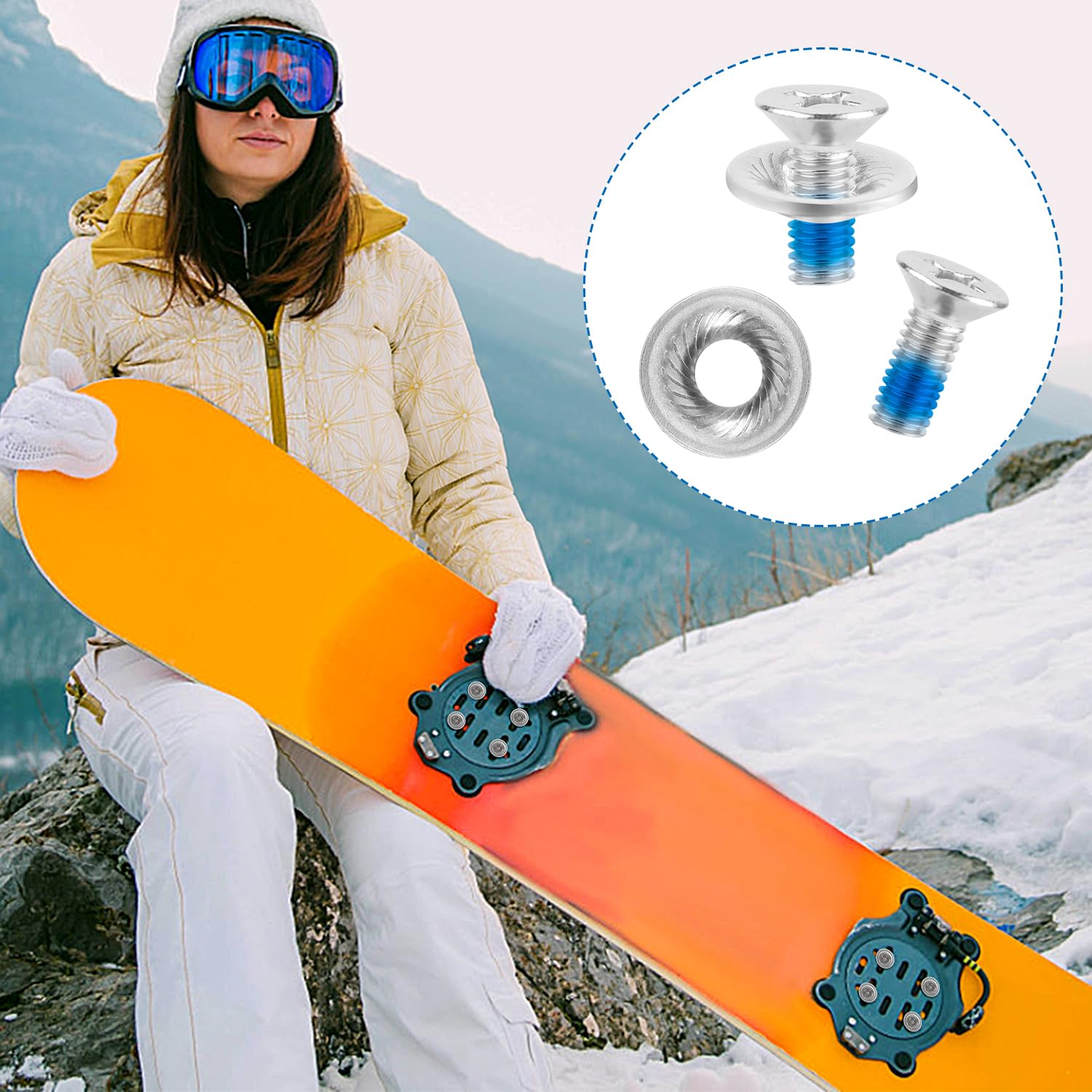 8szt Czesciowy Zestaw Srub Wiazan Snowboardowych, Zestaw Wymiennych Srub Wiazan Snowboardowych i Narciarskich Sruby do Wiazan Wakeboardowych do Uprawiania Sportów na Swiezym Powietrzu